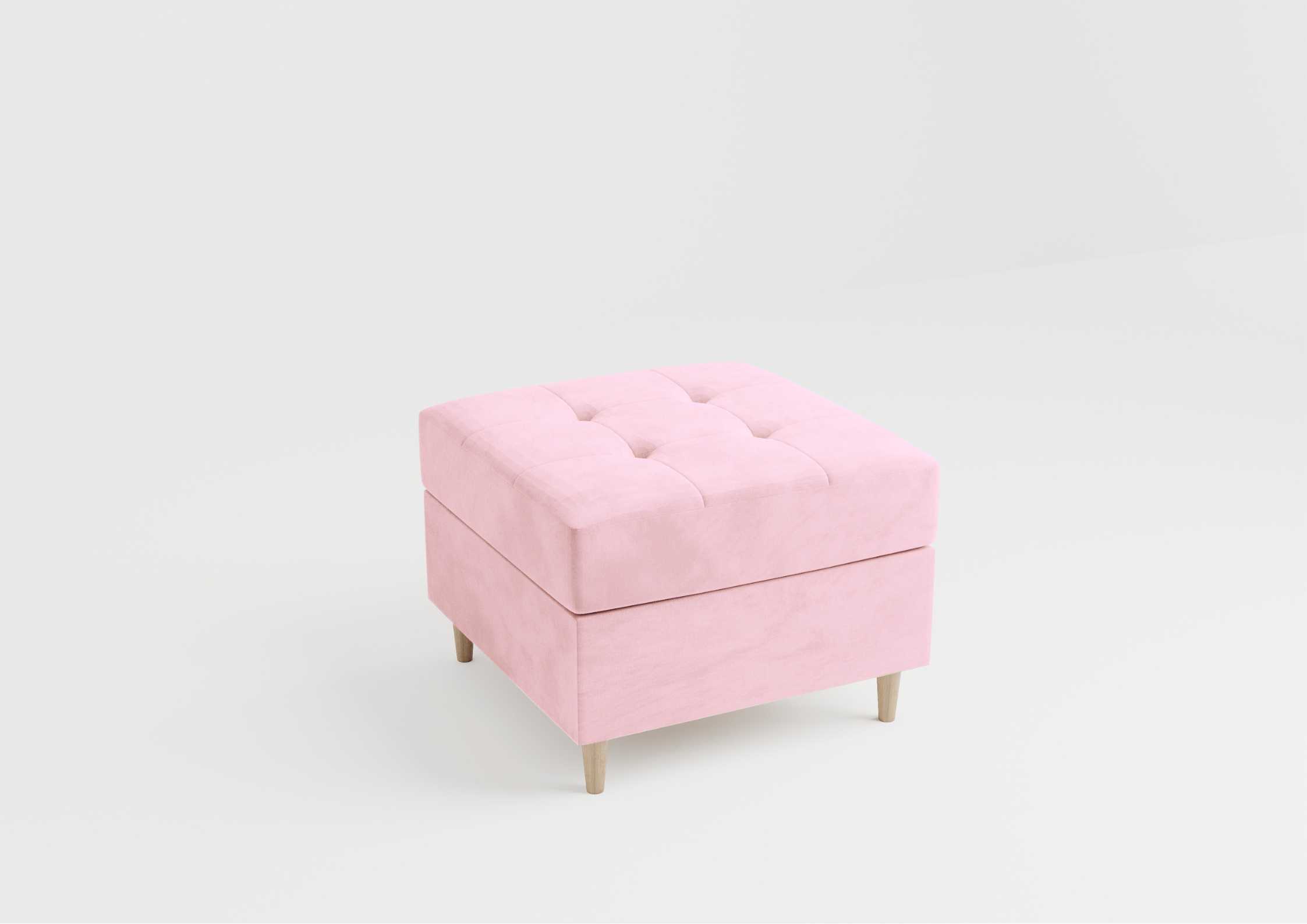 Różowa pufa z przeszyciami